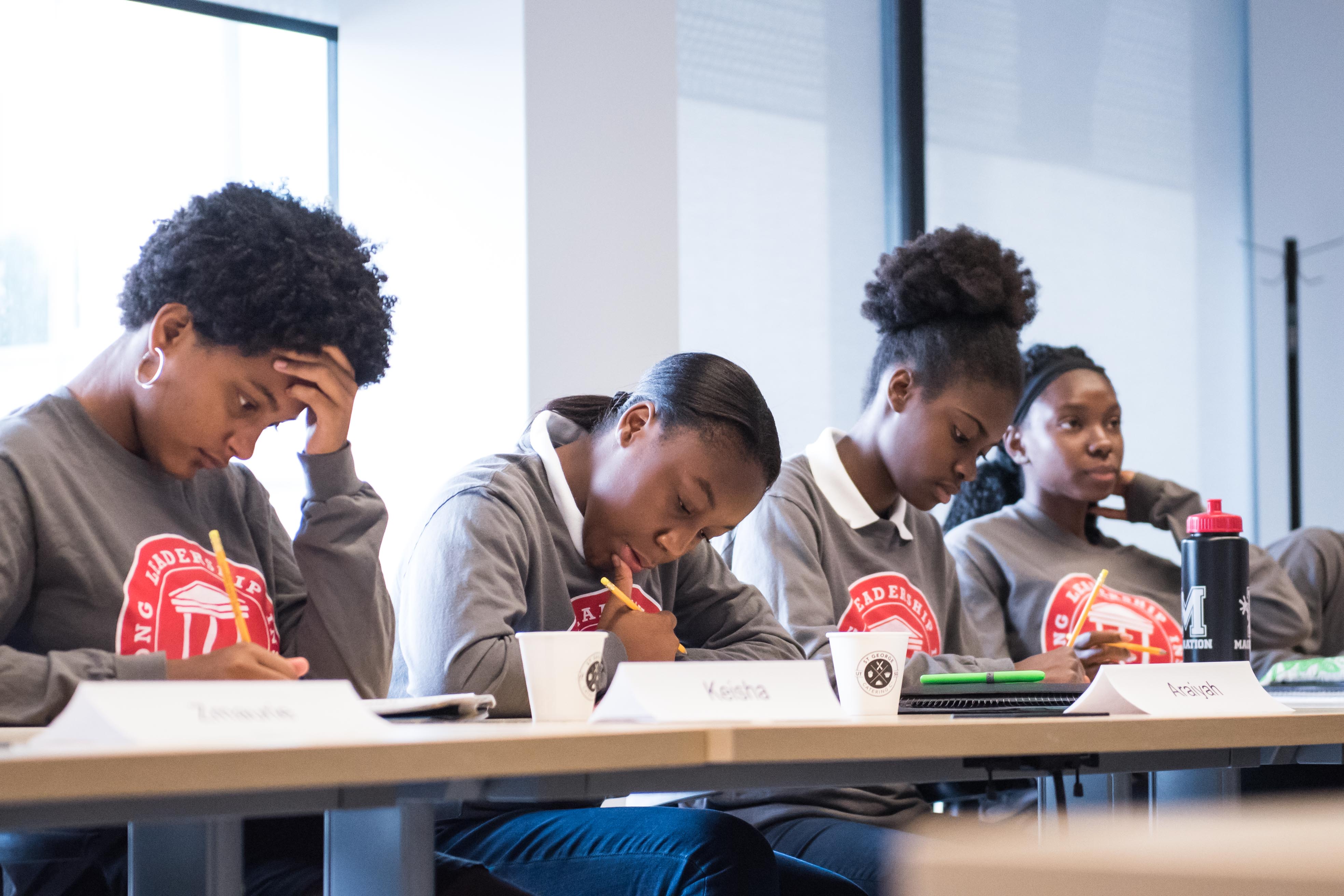 Students taking part in the writing workshop