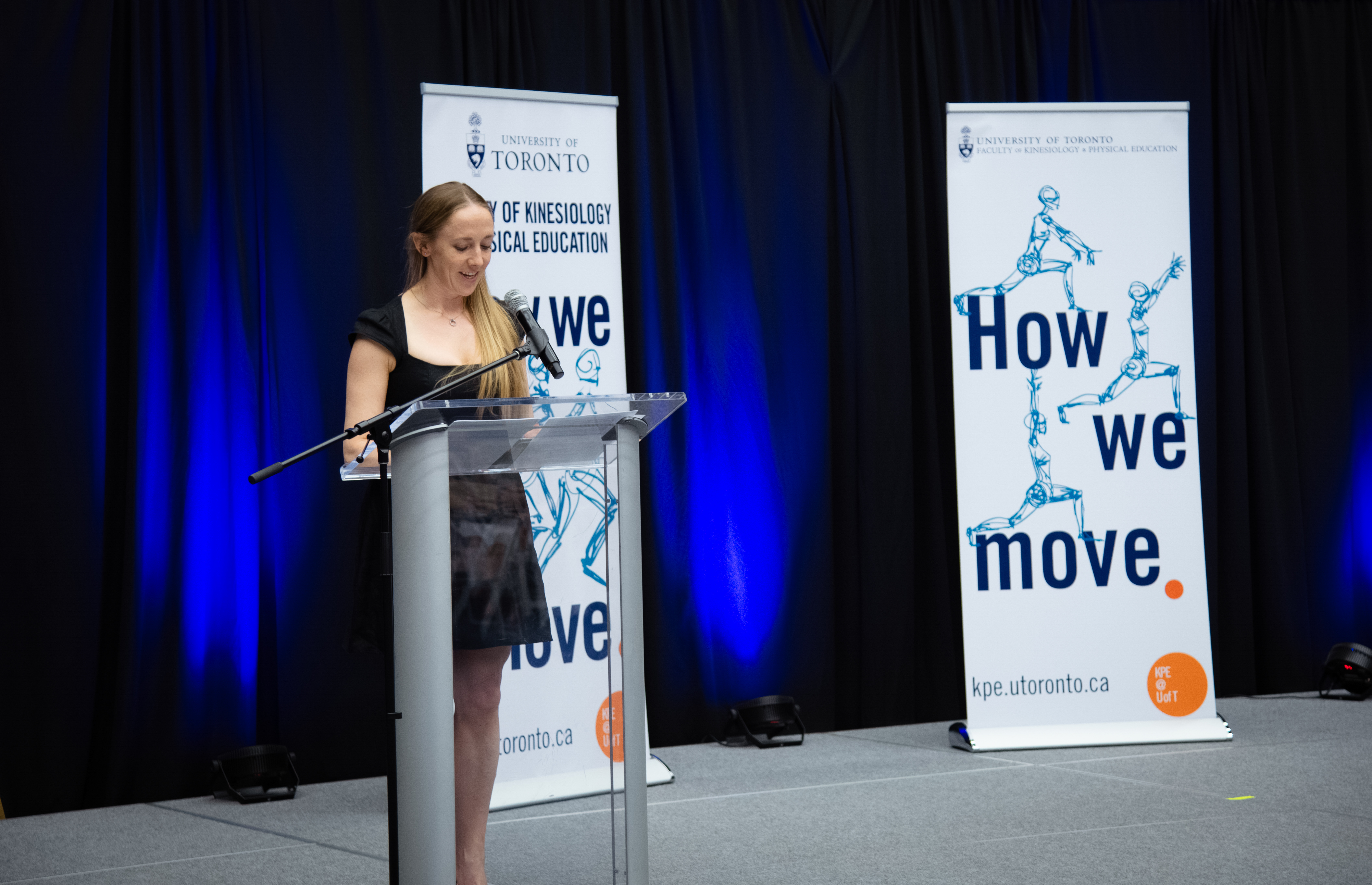 Freyja Spence at podium during reception