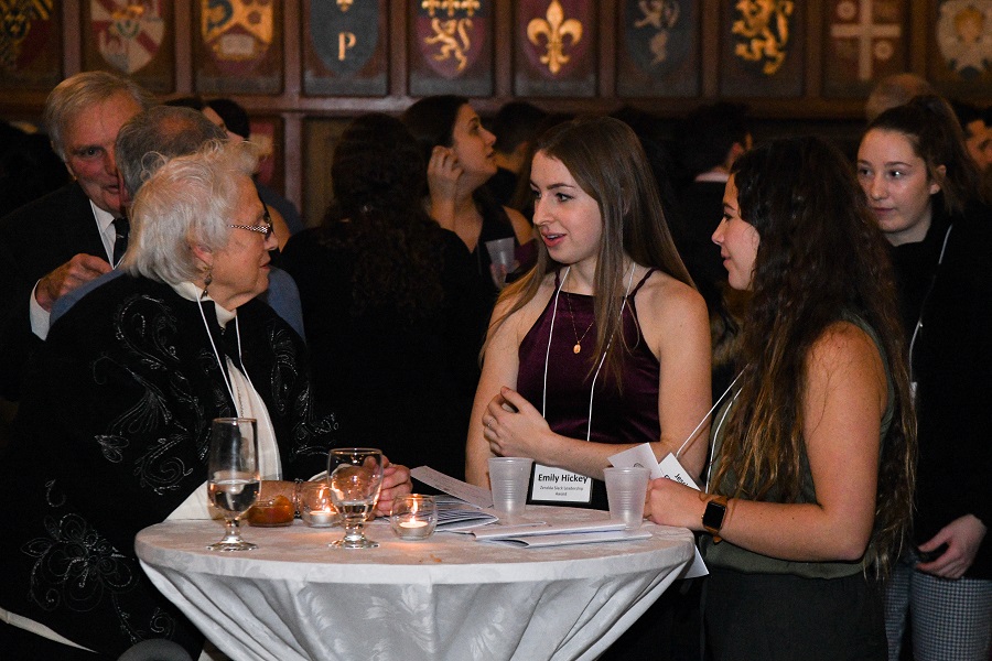 students and donors mingling